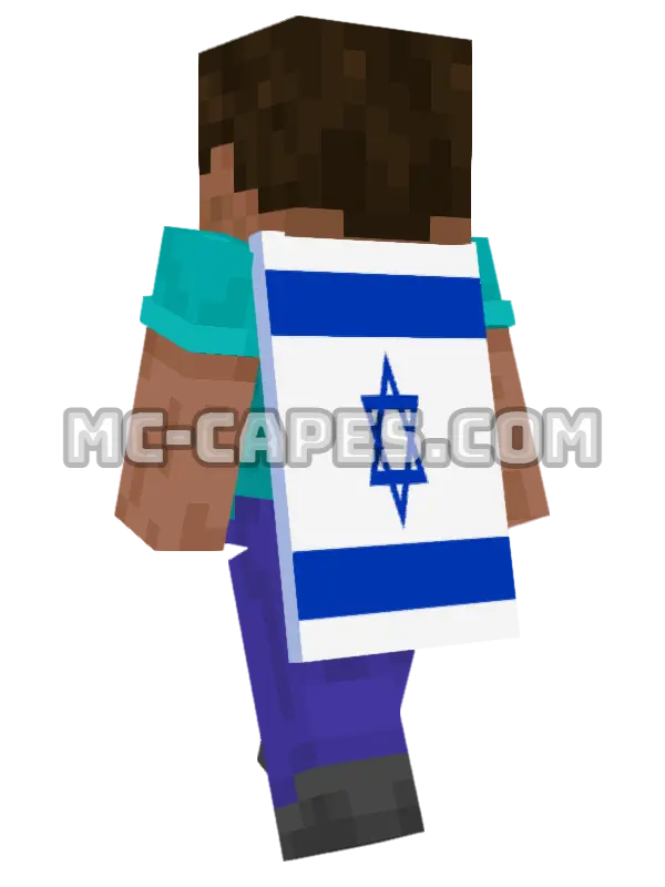 Israel Flag Minecraft cape worn on a player, seen from behind