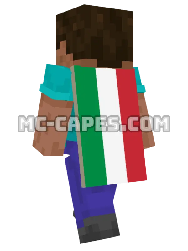 Italy Flag Minecraft cape worn on a player, seen from behind