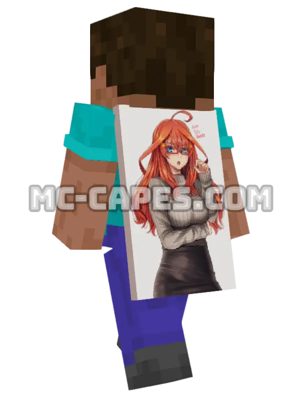 Itsuki Nakano Sweater Minecraft cape worn on a player, seen from behind