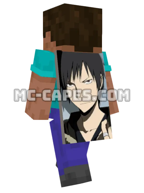 Izaya Orihara Minecraft cape worn on a player, seen from behind