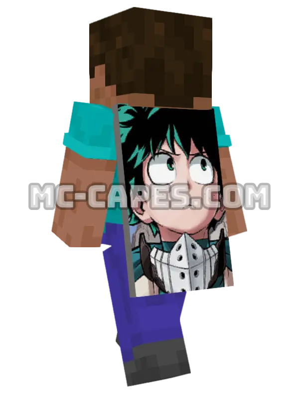 Izuku Midoriya Minecraft cape worn on a player, seen from behind