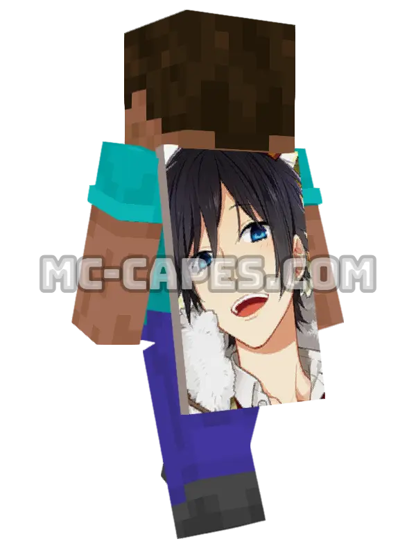 Izumi Miyamura Minecraft cape worn on a player, seen from behind