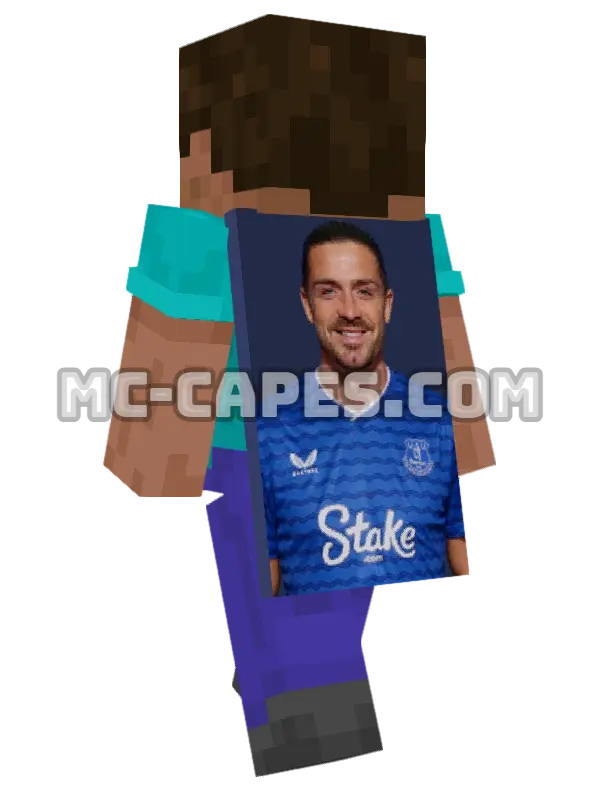 Jack Grealish Minecraft cape worn on a player, seen from behind