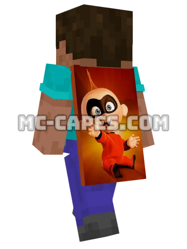 Jack-Jack Minecraft cape worn on a player, seen from behind