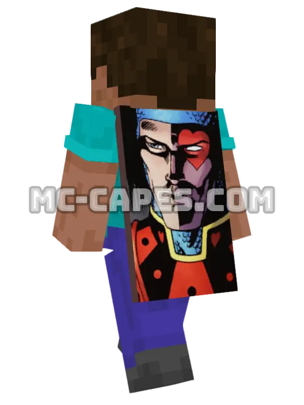 Jack of Hearts Minecraft cape worn on a player, seen from behind