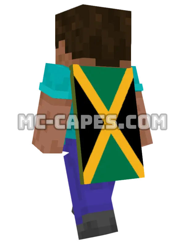 Jamaica Flag Minecraft cape worn on a player, seen from behind