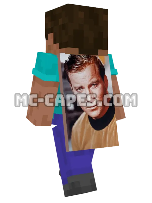 James T. Kirk Minecraft cape worn on a player, seen from behind
