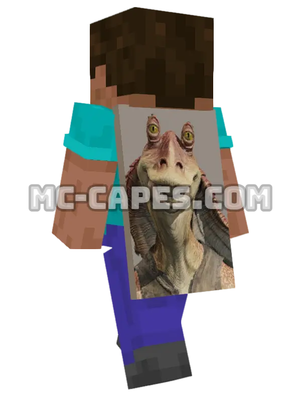 Jar Jar Binks Minecraft cape worn on a player, seen from behind