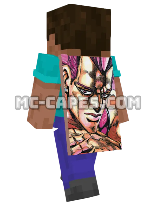 Jean-Pierre Polnareff Minecraft cape worn on a player, seen from behind