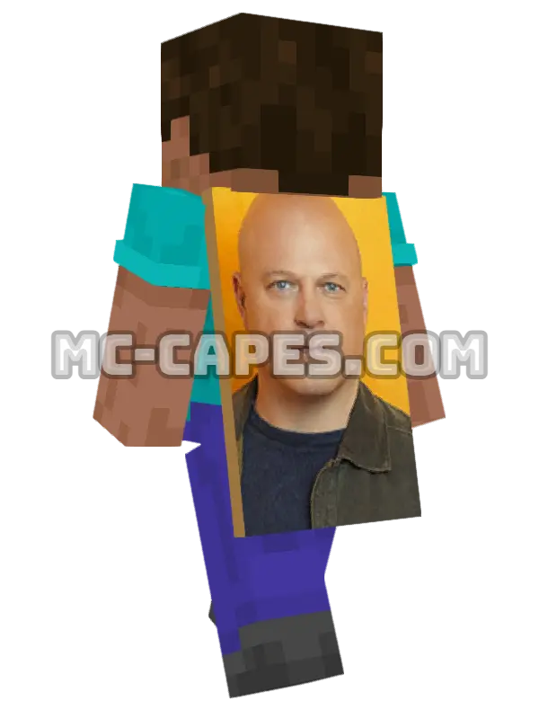 Jim Powell Minecraft cape worn on a player, seen from behind