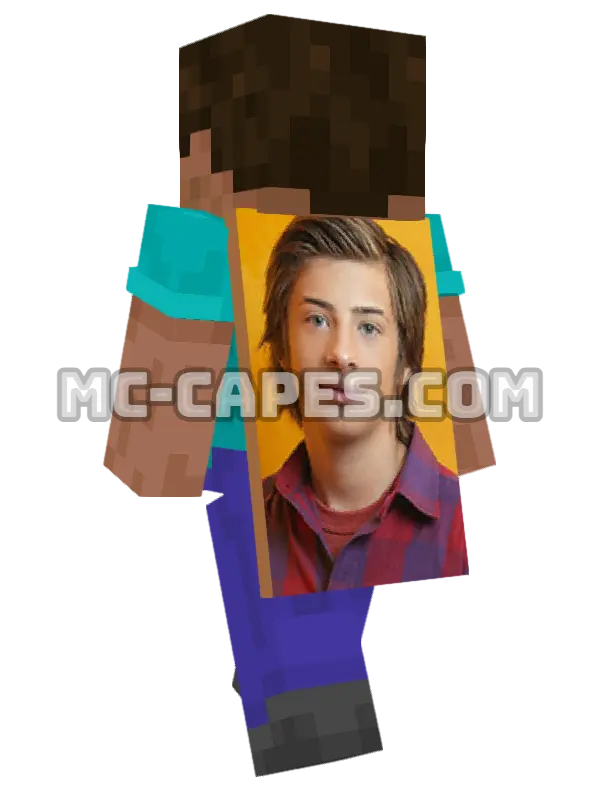 JJ Powell Minecraft cape worn on a player, seen from behind