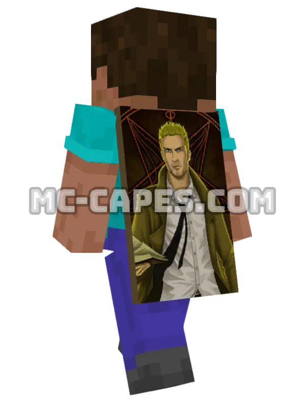 John Constantine Minecraft cape worn on a player, seen from behind