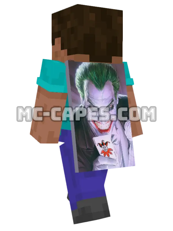 Joker Minecraft cape worn on a player, seen from behind