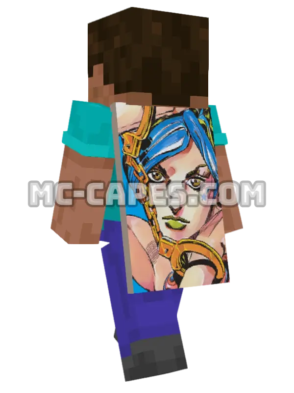 Jolyne Kuujou Minecraft cape worn on a player, seen from behind