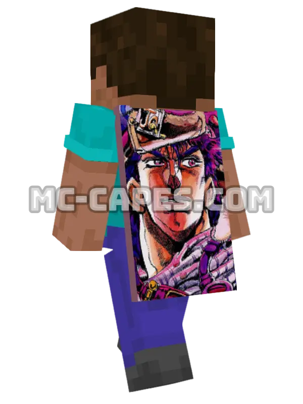 Joseph Joestar Minecraft cape worn on a player, seen from behind