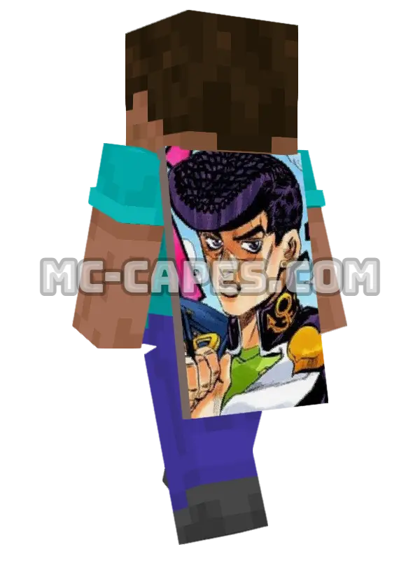 Jousuke Higashikata Minecraft cape worn on a player, seen from behind