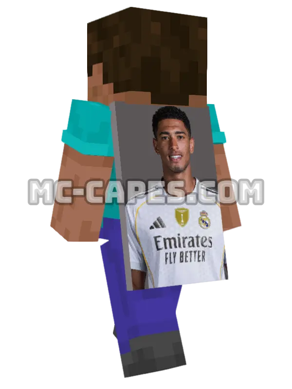 Jude Bellingham Minecraft cape worn on a player, seen from behind