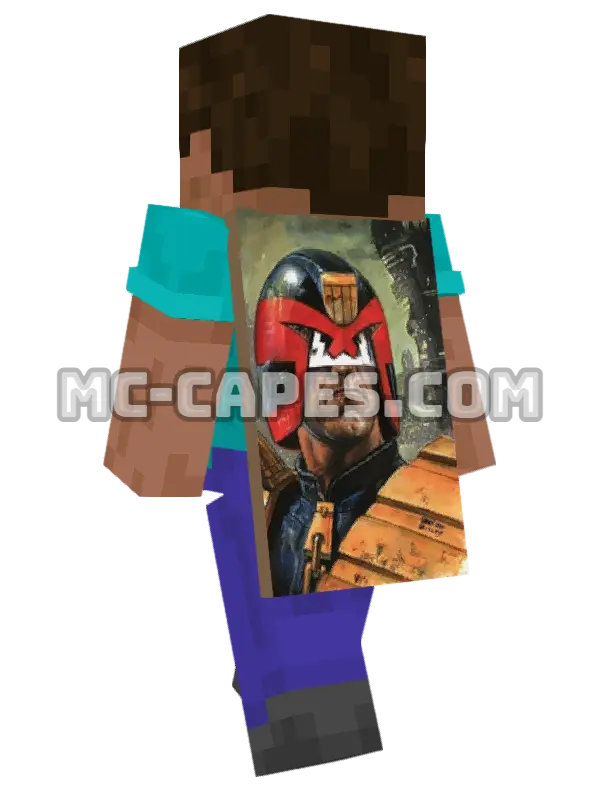 Judge Dredd Minecraft cape worn on a player, seen from behind