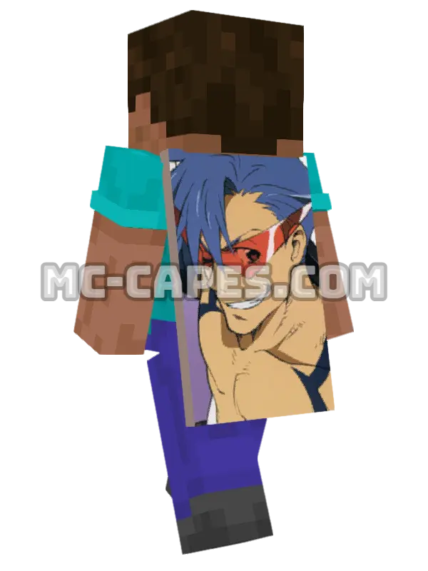 Kamina Minecraft cape worn on a player, seen from behind