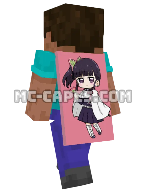 Kanao Tsuyuri Chibi Minecraft cape worn on a player, seen from behind