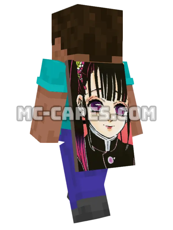 Kanao Tsuyuri Minecraft cape worn on a player, seen from behind
