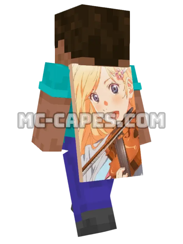 Kaori Miyazono Minecraft cape worn on a player, seen from behind