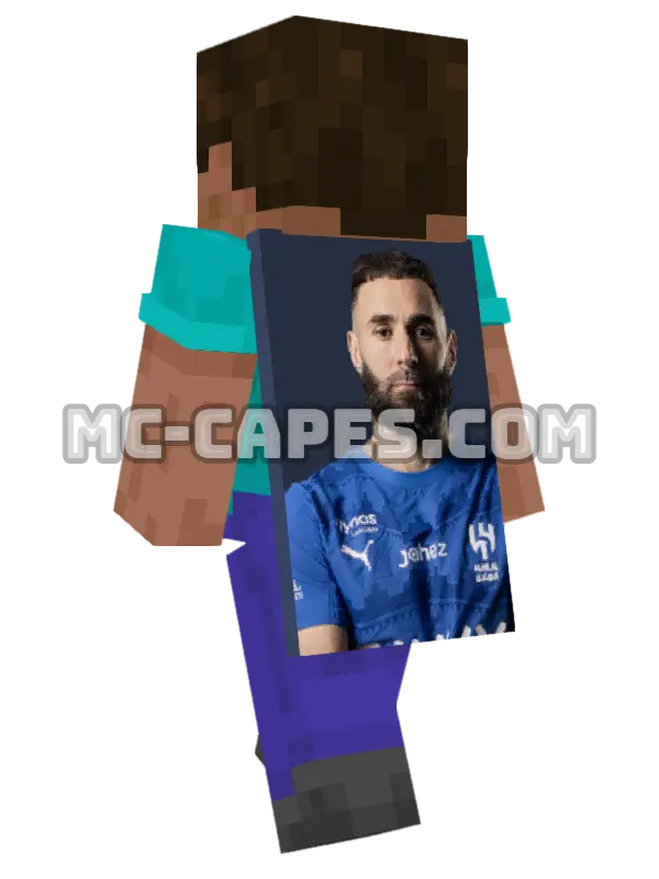 Karim Benzema Minecraft cape worn on a player, seen from behind