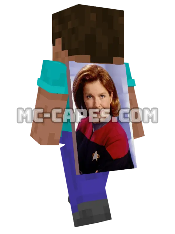 Kathryn Janeway Minecraft cape worn on a player, seen from behind