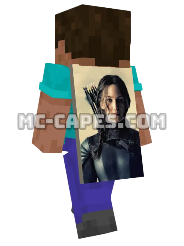 Katniss Everdeen Minecraft cape worn on a player, seen from behind