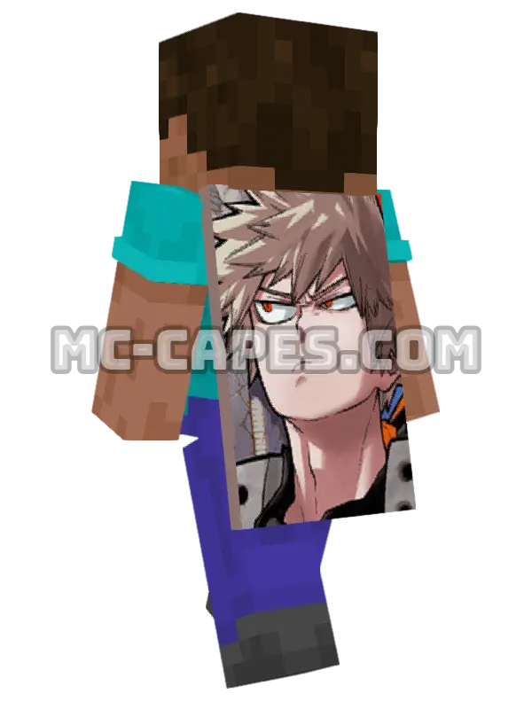 Katsuki Bakugou Minecraft cape worn on a player, seen from behind