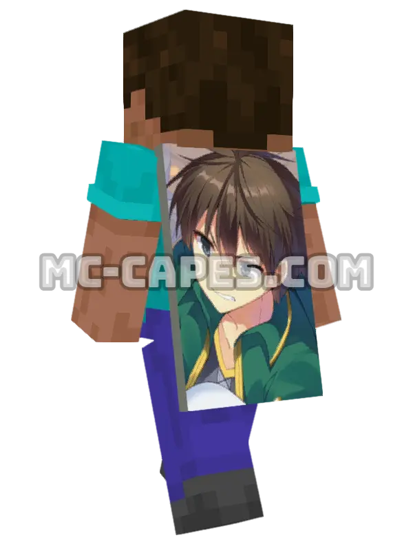 Kazuma Satou Minecraft cape worn on a player, seen from behind