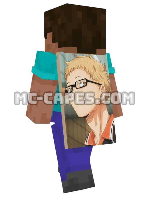 Kei Tsukishima Minecraft cape worn on a player, seen from behind