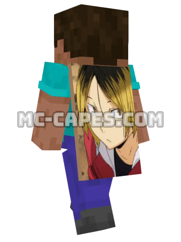 Kenma Kozume Minecraft cape worn on a player, seen from behind