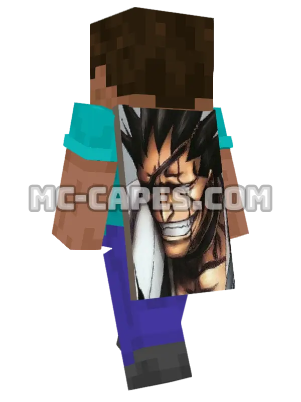 Kenpachi Zaraki Minecraft cape worn on a player, seen from behind