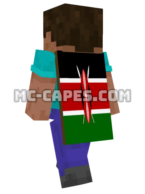 Kenya Flag Minecraft cape worn on a player, seen from behind