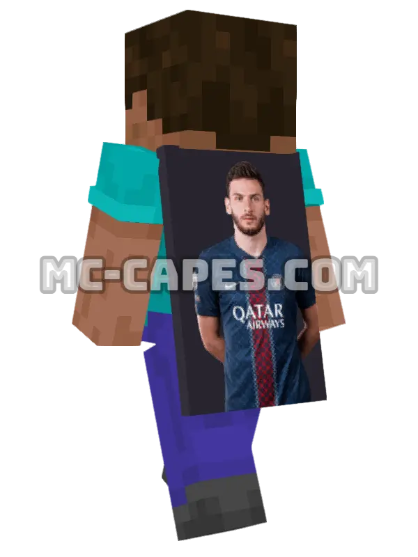Khvicha Kvaratskhelia Minecraft cape worn on a player, seen from behind