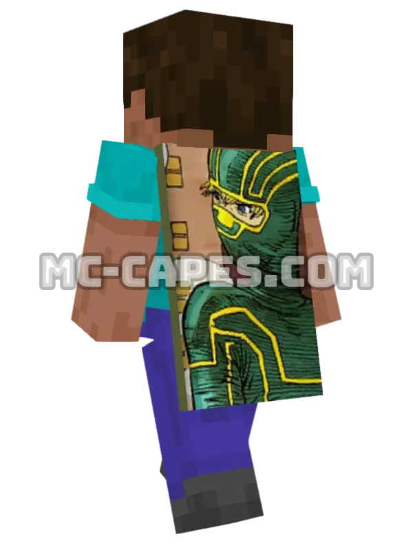Kick-Ass Minecraft cape worn on a player, seen from behind