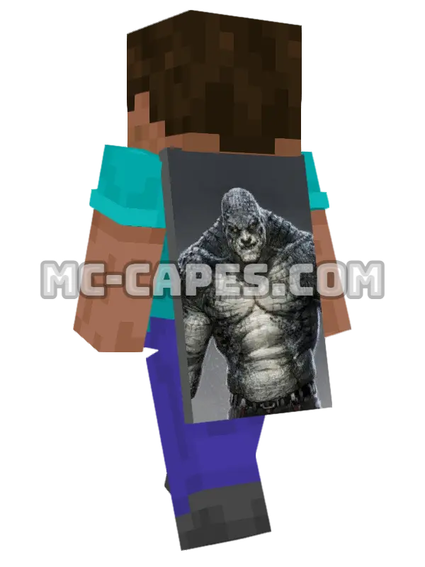 Killer Croc Minecraft cape worn on a player, seen from behind