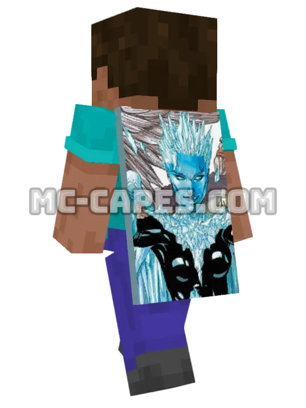 Killer Frost Minecraft cape worn on a player, seen from behind