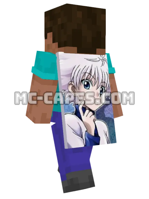 Killua Zoldyck Minecraft cape worn on a player, seen from behind