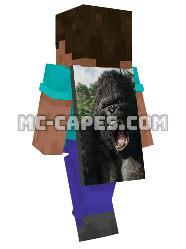 King Kong Minecraft cape worn on a player, seen from behind