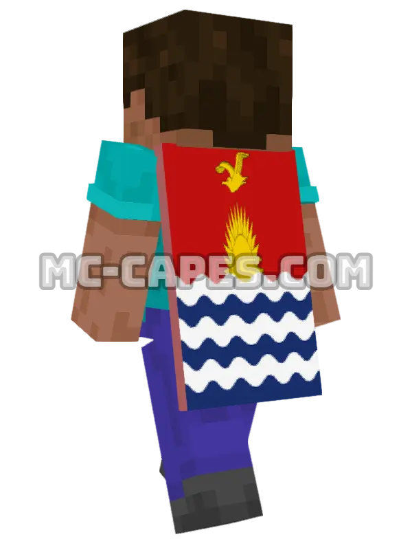 Kiribati Flag Minecraft cape worn on a player, seen from behind