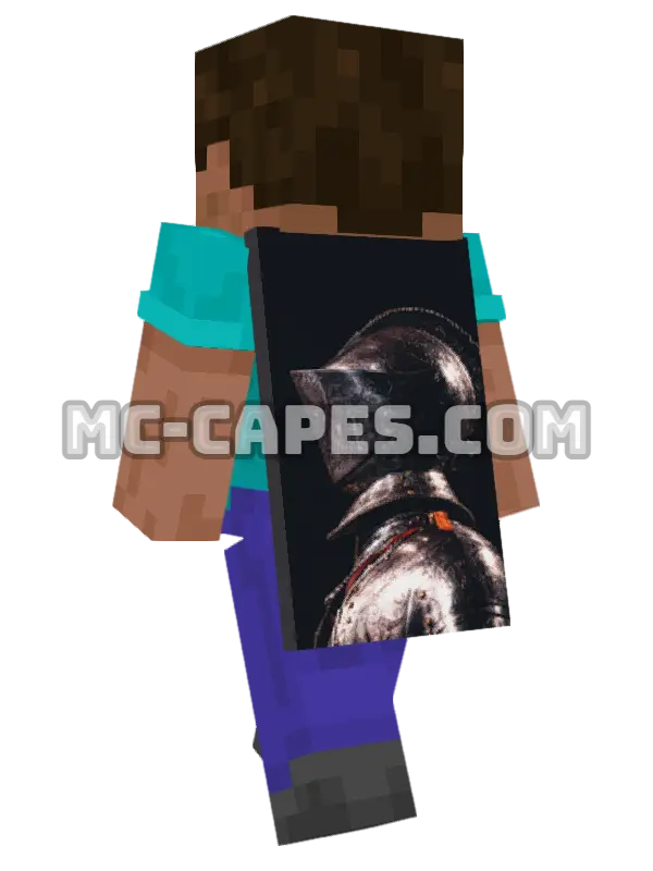 Knight Armor Helmet Minecraft cape worn on a player, seen from behind