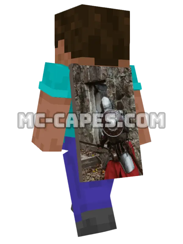 Knight By Wall Minecraft cape worn on a player, seen from behind