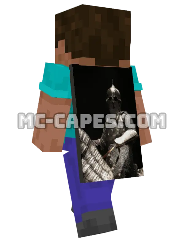 Knight Sculpture Minecraft cape worn on a player, seen from behind