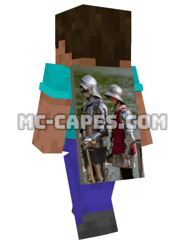Knights By Lake Minecraft cape worn on a player, seen from behind