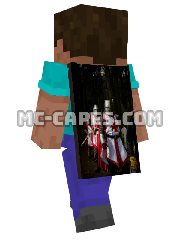 Knights In Forest Minecraft cape worn on a player, seen from behind