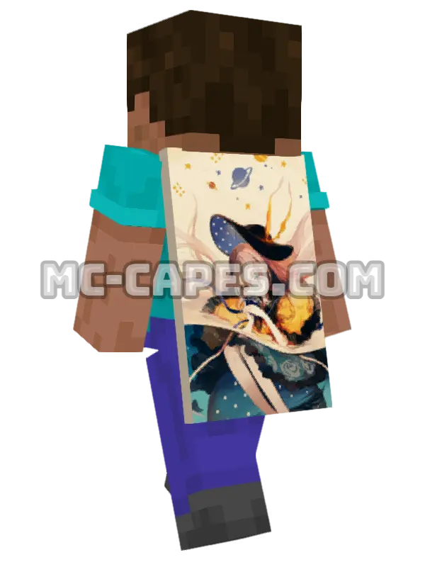 Koishi Komeiji Dress Minecraft cape worn on a player, seen from behind
