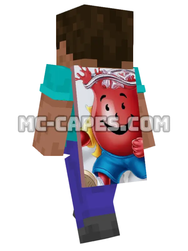 Kool-Aid Man Minecraft cape worn on a player, seen from behind