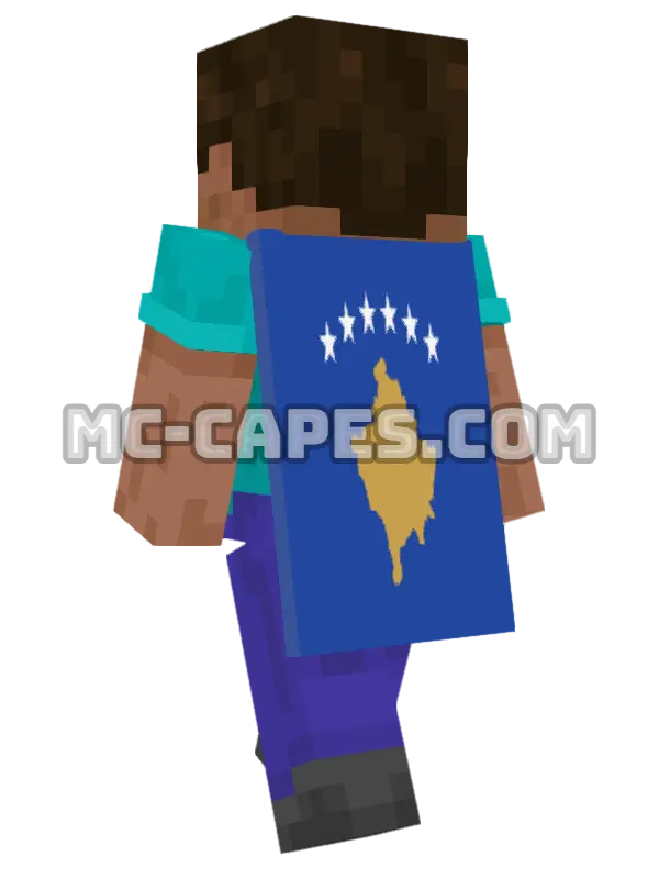 Kosovo Flag Minecraft cape worn on a player, seen from behind